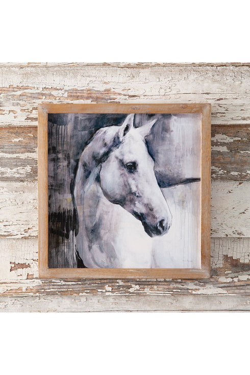 14 x 14 White Stallion Wall Art