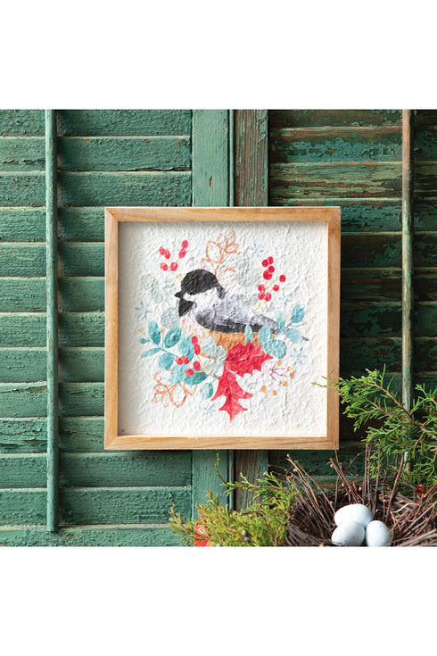 11 x 11 Holiday Chickadee Framed Art
