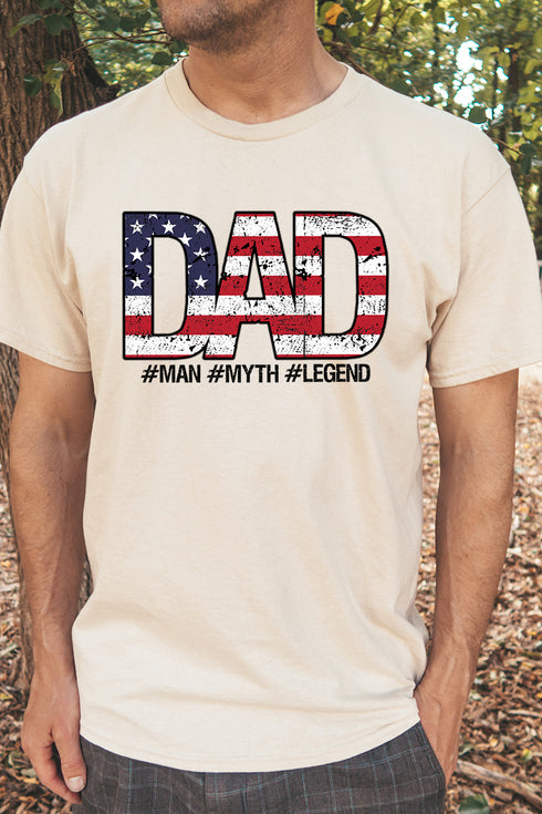American Flag Dad Short Sleeve Relaxed Fit T-Shirt