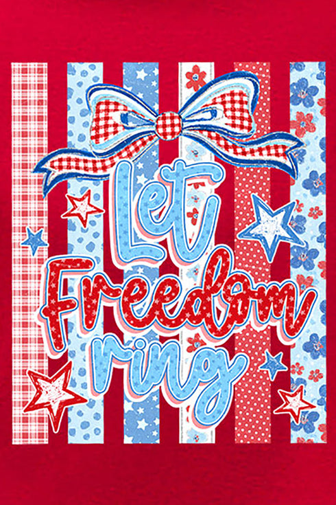 Striped Coquette Let Freedom Ring Short Sleeve Relaxed Fit T-Shirt
