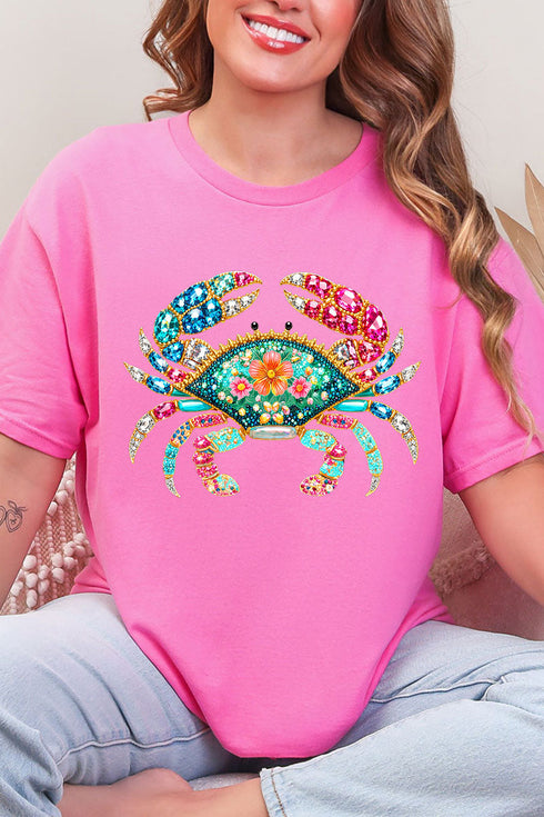 Seaside Sparkle Crab Short Sleeve Relaxed Fit T-Shirt