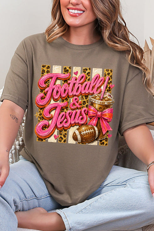 Pink Painted Football & Jesus Short Sleeve Relaxed Fit T-Shirt