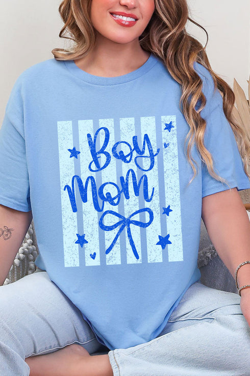 Striped Stars Boy Mom Short Sleeve Relaxed Fit T-Shirt