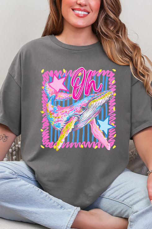 Striped Oh Whale Short Sleeve Relaxed Fit T-Shirt
