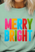 Colorful Merry Bright Faux Tinsel Transfer Short Sleeve Relaxed Fit T-Shirt