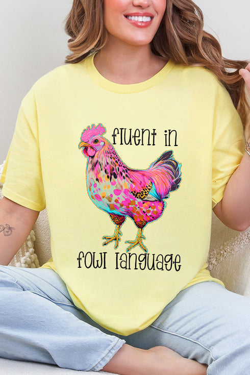 Fluent In Fowl Language Short Sleeve Relaxed Fit T-Shirt