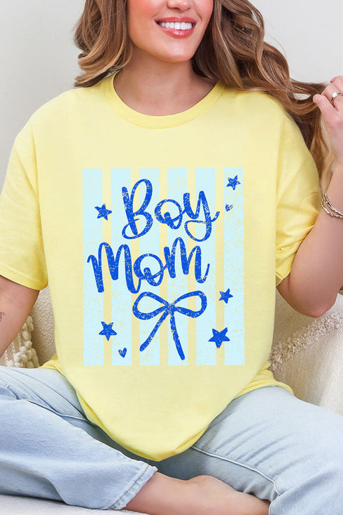 Striped Stars Boy Mom Short Sleeve Relaxed Fit T-Shirt