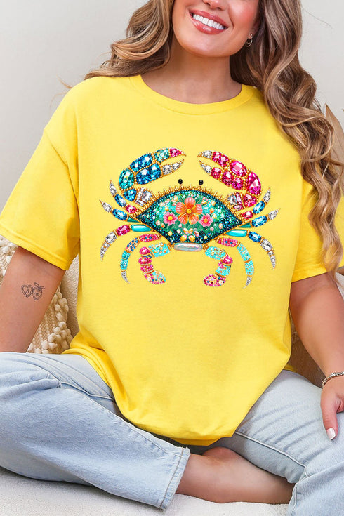 Seaside Sparkle Crab Short Sleeve Relaxed Fit T-Shirt