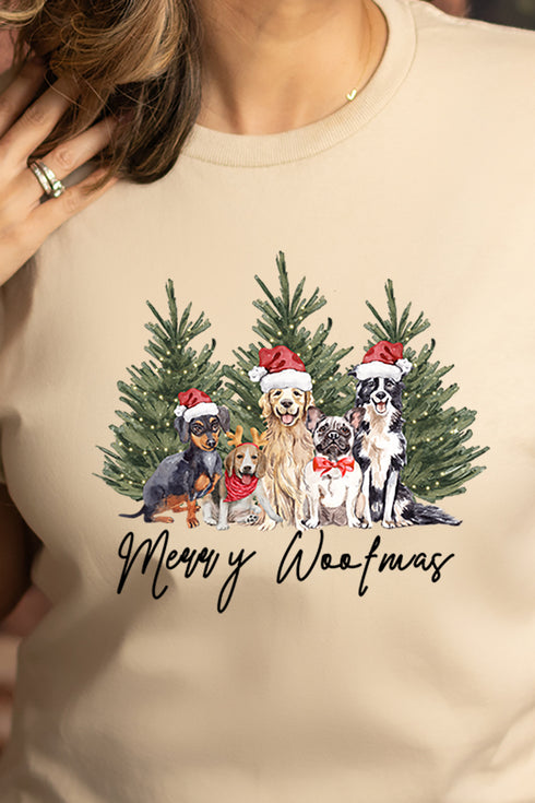 Dog Merry Woofmas Short Sleeve Relaxed Fit T-Shirt