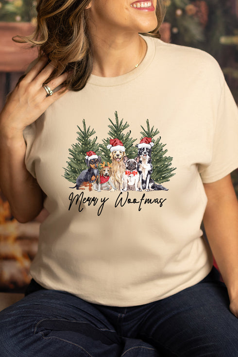 Dog Merry Woofmas Short Sleeve Relaxed Fit T-Shirt