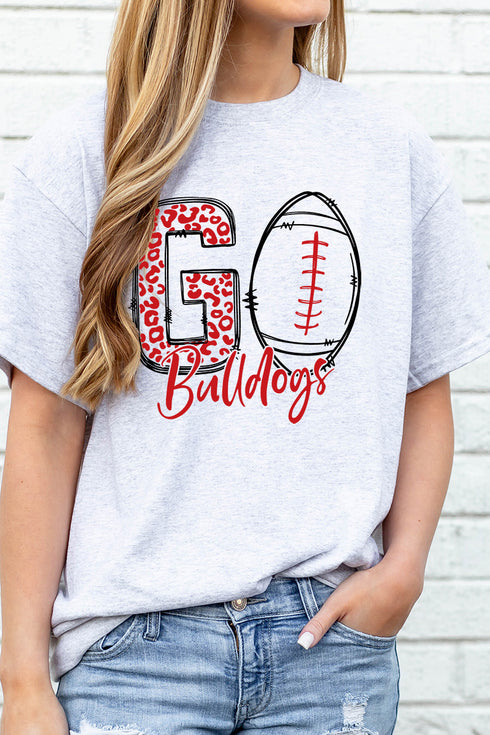 Doodle Go Bulldogs Red Short Sleeve Relaxed Fit T-Shirt