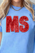 Faux Sequin Red MS Transfer Short Sleeve Relaxed Fit T-Shirt
