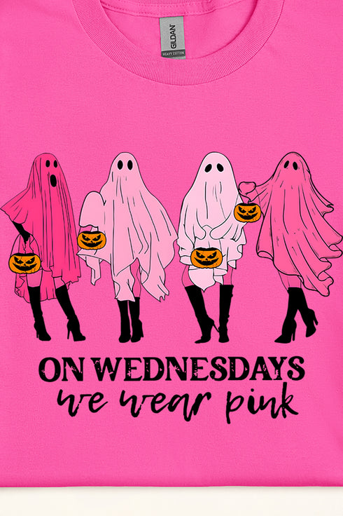 Ghouls Wednesday Wear Pink Short Sleeve Relaxed Fit T-Shirt