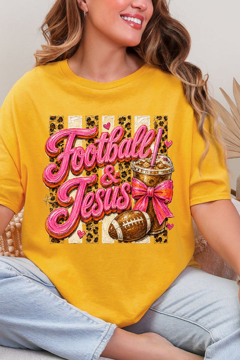 Pink Painted Football & Jesus Short Sleeve Relaxed Fit T-Shirt