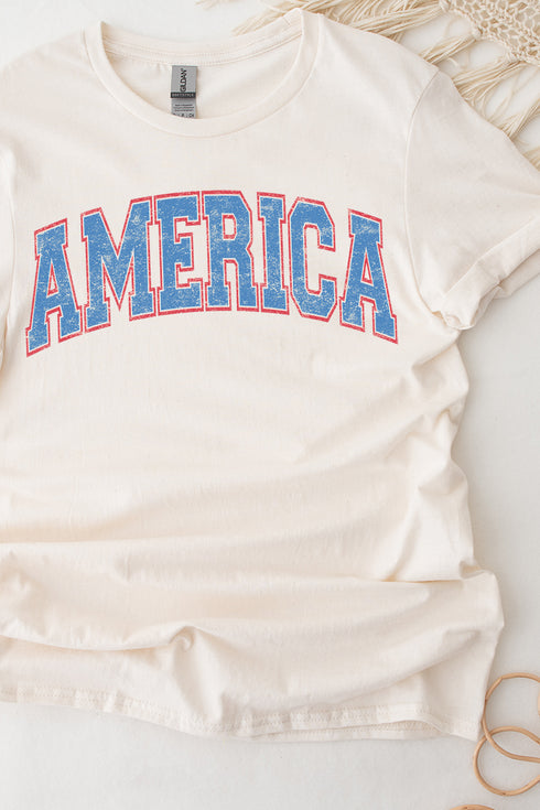 Grunge Arched America Short Sleeve Relaxed Fit T-Shirt