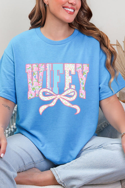 Ribboned Roses Wifey Short Sleeve Relaxed Fit T-Shirt