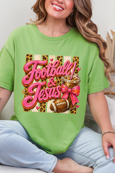 Pink Painted Football & Jesus Short Sleeve Relaxed Fit T-Shirt