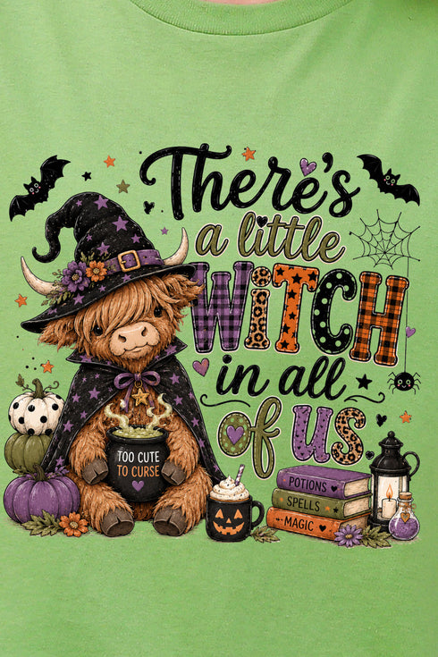 Little Witch Highland Cow Short Sleeve Relaxed Fit T-Shirt