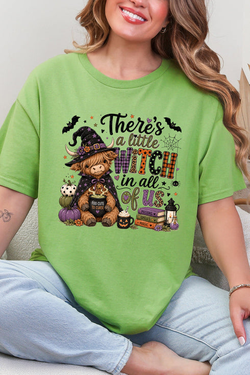 Little Witch Highland Cow Short Sleeve Relaxed Fit T-Shirt