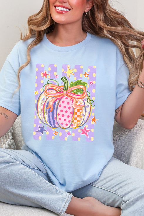 Pretty Patchwork Pumpkin Short Sleeve Relaxed Fit T-Shirt