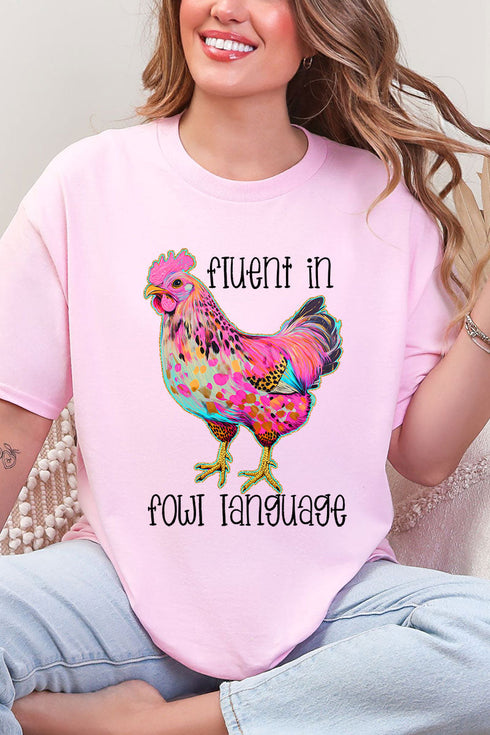 Fluent In Fowl Language Short Sleeve Relaxed Fit T-Shirt
