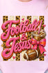Pink Painted Football & Jesus Short Sleeve Relaxed Fit T-Shirt
