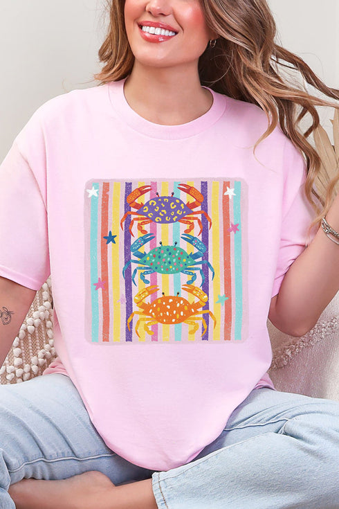 Hot Crab Summer Bright Leopard Short Sleeve Relaxed Fit T-Shirt