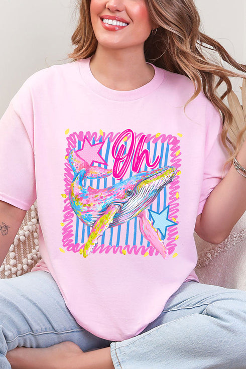 Striped Oh Whale Short Sleeve Relaxed Fit T-Shirt