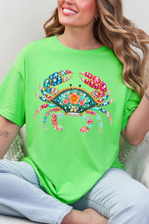 Seaside Sparkle Crab Short Sleeve Relaxed Fit T-Shirt