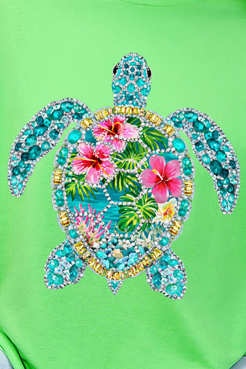 Seaside Sparkle Turtle Short Sleeve Relaxed Fit T-Shirt