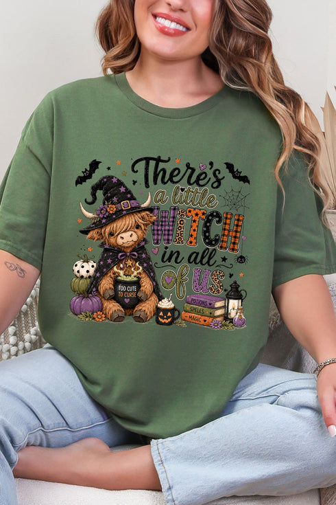 Little Witch Highland Cow Short Sleeve Relaxed Fit T-Shirt
