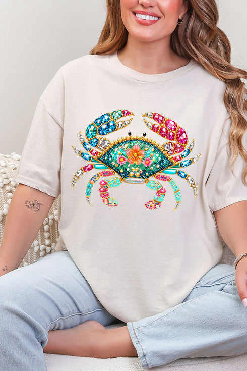 Seaside Sparkle Crab Short Sleeve Relaxed Fit T-Shirt