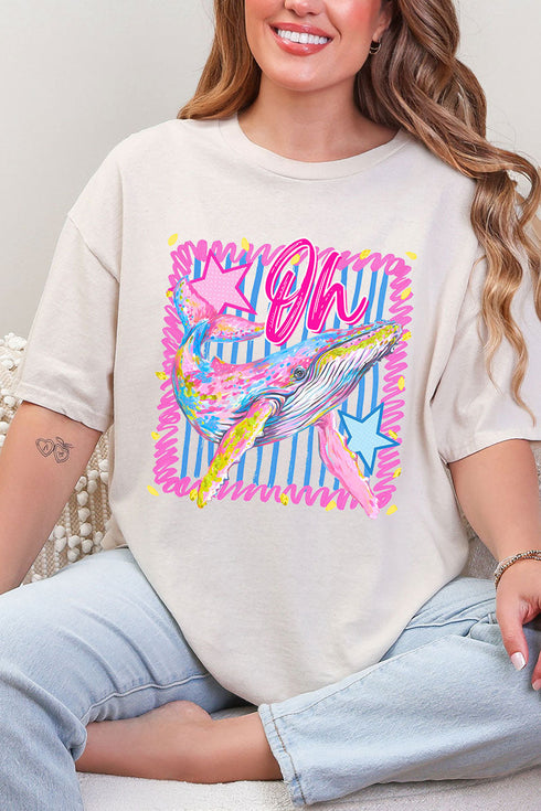 Striped Oh Whale Short Sleeve Relaxed Fit T-Shirt