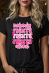 Nobody Fights Alone Pink Ribbon Short Sleeve Relaxed Fit T-Shirt
