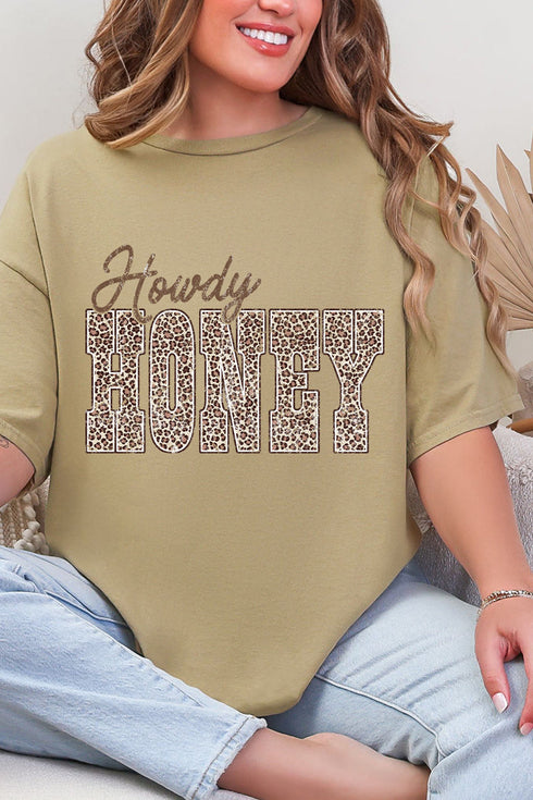 Leopard Howdy Honey Short Sleeve Relaxed Fit T-Shirt