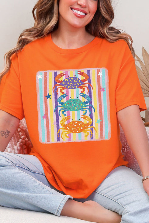 Hot Crab Summer Bright Leopard Short Sleeve Relaxed Fit T-Shirt
