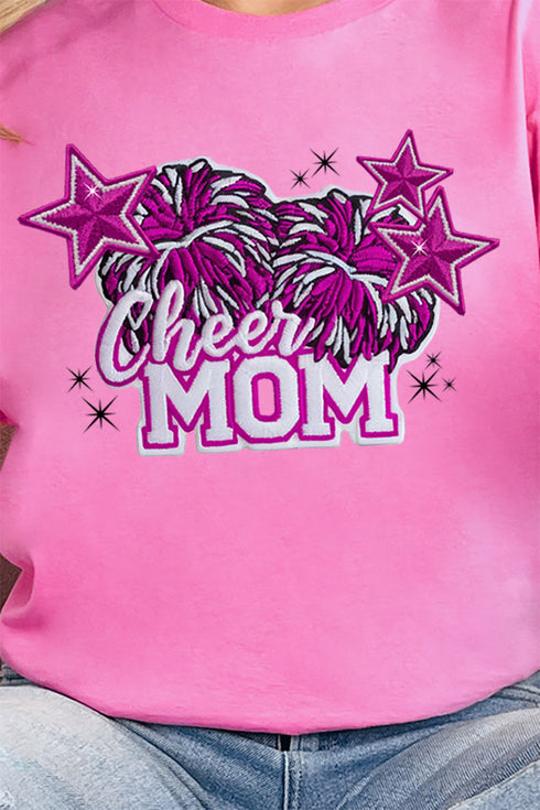 Pink Cheer Mom Short Sleeve Relaxed Fit T-Shirt