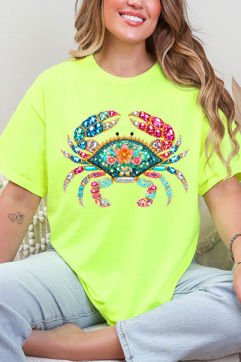 Seaside Sparkle Crab Short Sleeve Relaxed Fit T-Shirt