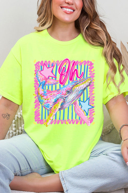 Striped Oh Whale Short Sleeve Relaxed Fit T-Shirt