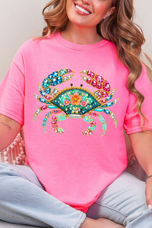 Seaside Sparkle Crab Short Sleeve Relaxed Fit T-Shirt