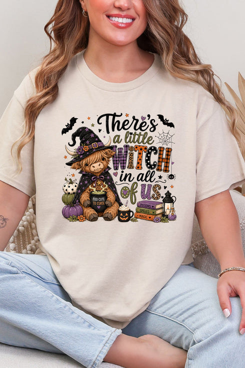 Little Witch Highland Cow Short Sleeve Relaxed Fit T-Shirt