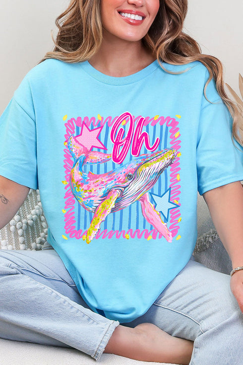 Striped Oh Whale Short Sleeve Relaxed Fit T-Shirt