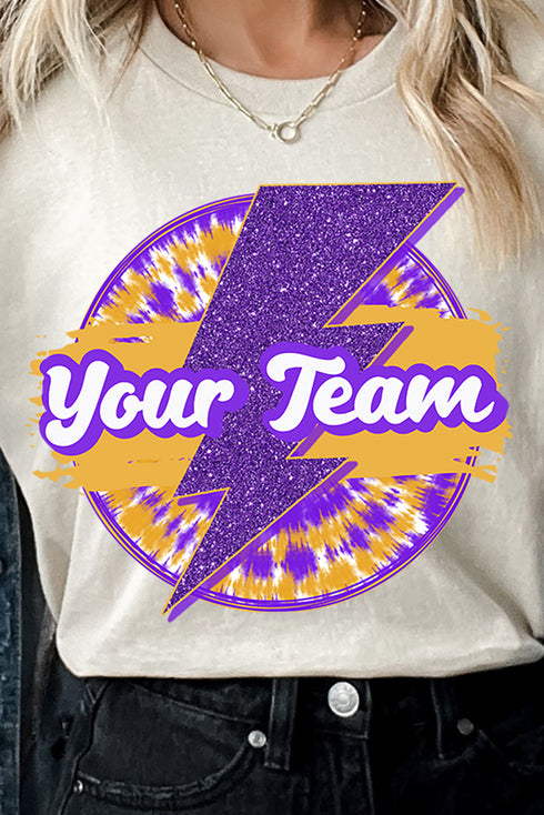 Tie Dye Bolt Purple And Gold Short Sleeve Relaxed Fit T-Shirt