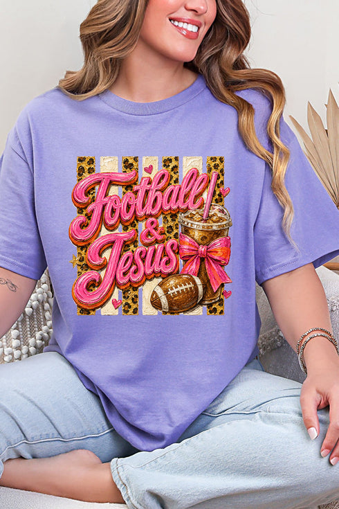 Pink Painted Football & Jesus Short Sleeve Relaxed Fit T-Shirt
