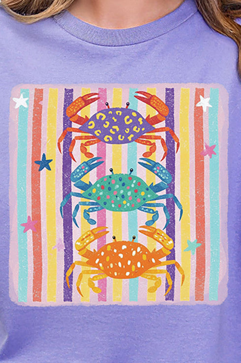 Hot Crab Summer Bright Leopard Short Sleeve Relaxed Fit T-Shirt