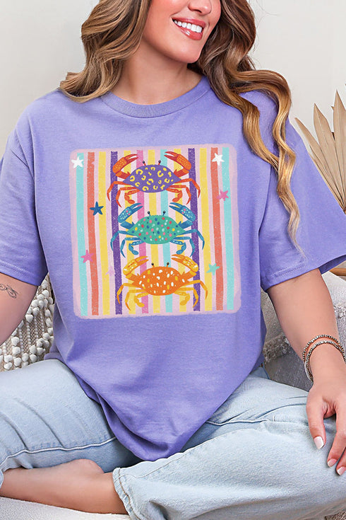 Hot Crab Summer Bright Leopard Short Sleeve Relaxed Fit T-Shirt