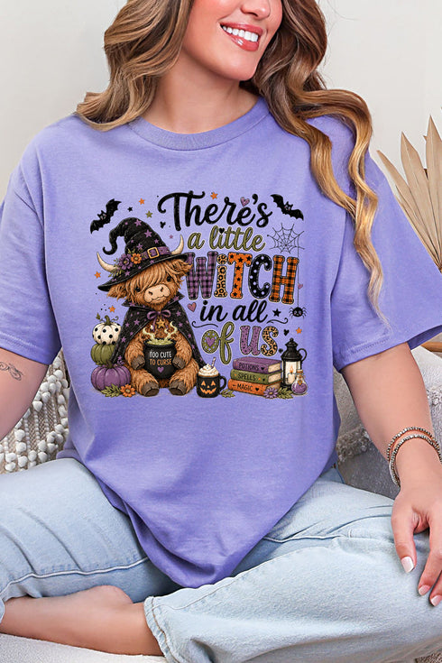 Little Witch Highland Cow Short Sleeve Relaxed Fit T-Shirt