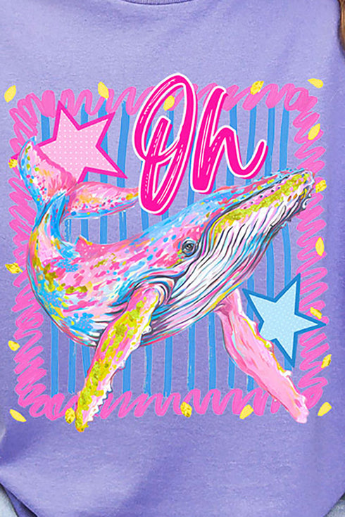 Striped Oh Whale Short Sleeve Relaxed Fit T-Shirt