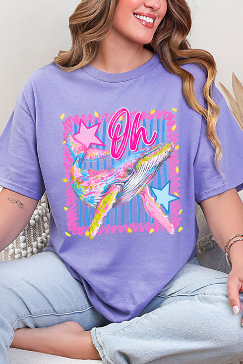 Striped Oh Whale Short Sleeve Relaxed Fit T-Shirt