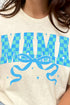 Aqua Checkered Arched Mama Short Sleeve Relaxed Fit T-Shirt
